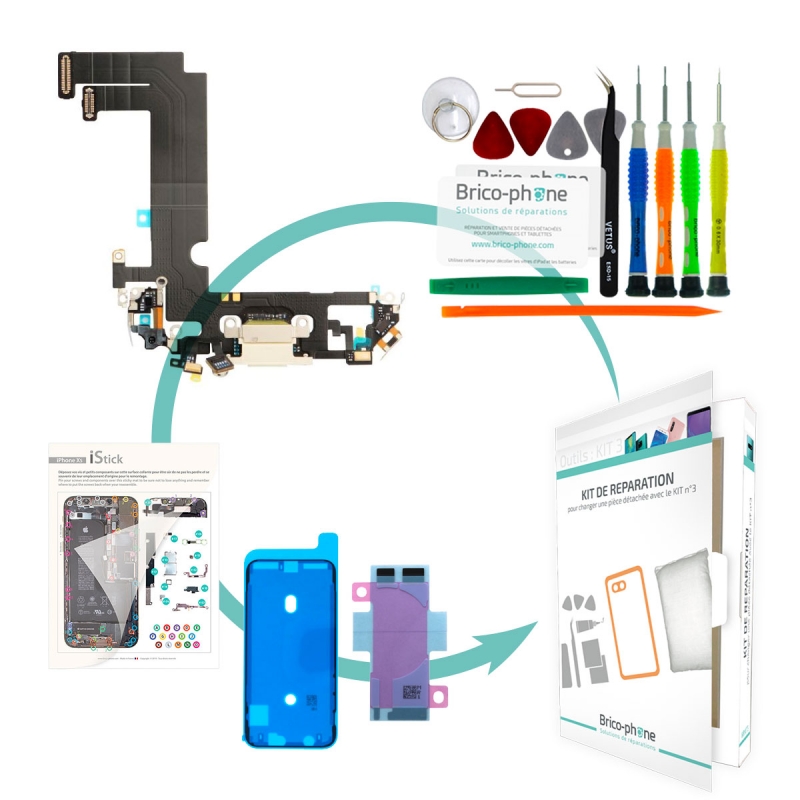 Kit de réparation avec connecteur de charge Lightning pour iPhone 12 Mini Blanc photo 1
