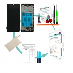 Kit de réparation avec bloc écran compatible pré-monté sur châssis pour Samsung Galaxy A41 Noir Prismatique photo 1