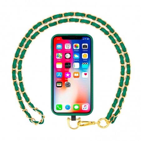 Tour de cou Cuir Vert Longueur 120 cm photo 2