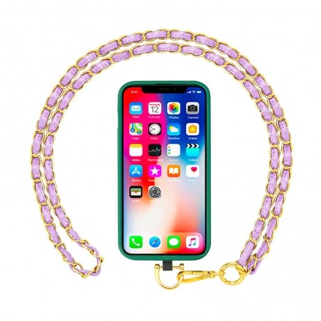 Tour de cou Cuir Violet Longueur 120 cm photo 2