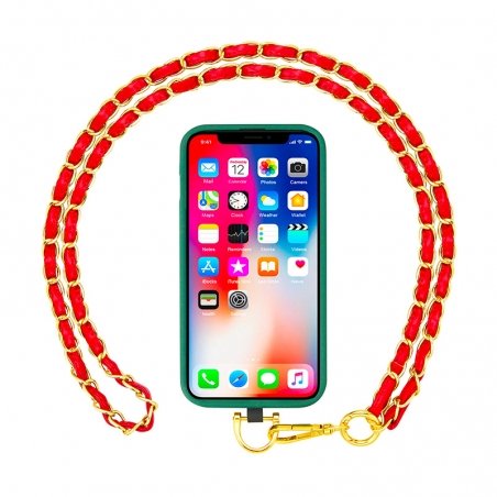 Tour de cou Cuir Rouge Longueur 120 cm photo 2