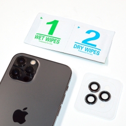 Verre trempé 3D Noir pour lentille de caméra iPhone 11, iPhone 12, iPhone 12 Mini photo 2