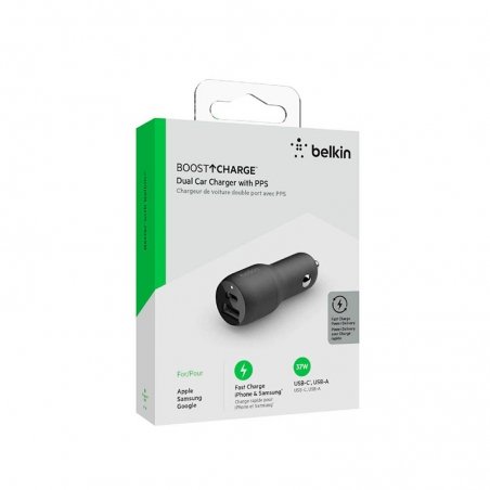 Chargeur de voiture BELKIN avec ports USB-C et USB-A 37W photo 2