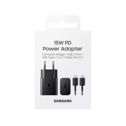 Chargeur Secteur USB-C 15W SAMSUNG avec câble - Noir photo 4