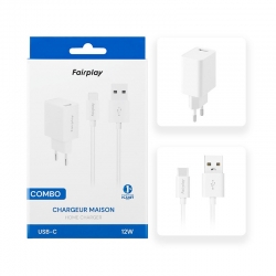 Chargeur 12W et Câble USB-C 1m - Blanc photo 1