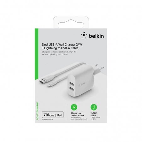 Chargeur BELKIN avec câble Lightning et 2 Ports USB (A+A) 24W photo 4