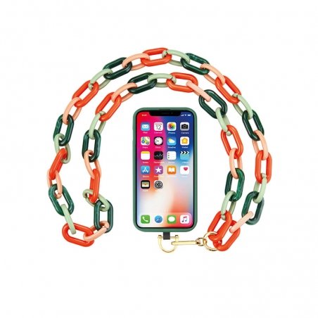 Tour de cou bijoux Multicolore vert et orange - Longueur 120cm photo 2