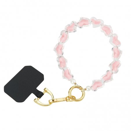 Tour de poignet bijoux Perles Coeurs Roses - Longueur 30cm photo 1