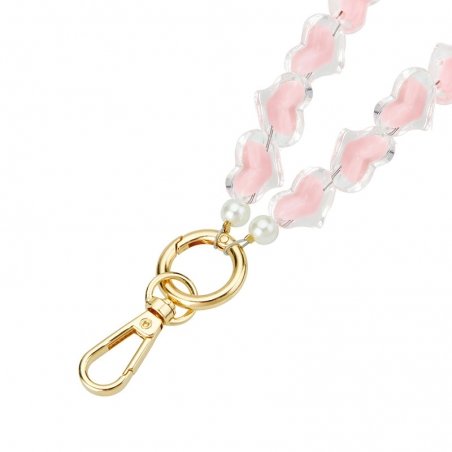 Tour de poignet bijoux Perles Coeurs Roses - Longueur 30cm photo 2