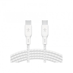 Câble blanc USB-C vers USB-C 100W tressé 2m BELKIN photo 3