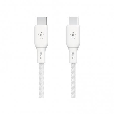 Câble blanc USB-C vers USB-C 100W tressé 3m BELKIN photo 1