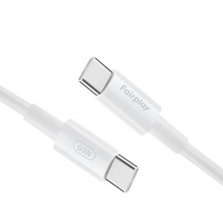 Câble de charge rapide Blanc USB-C à USB-C 60W 2m photo 3