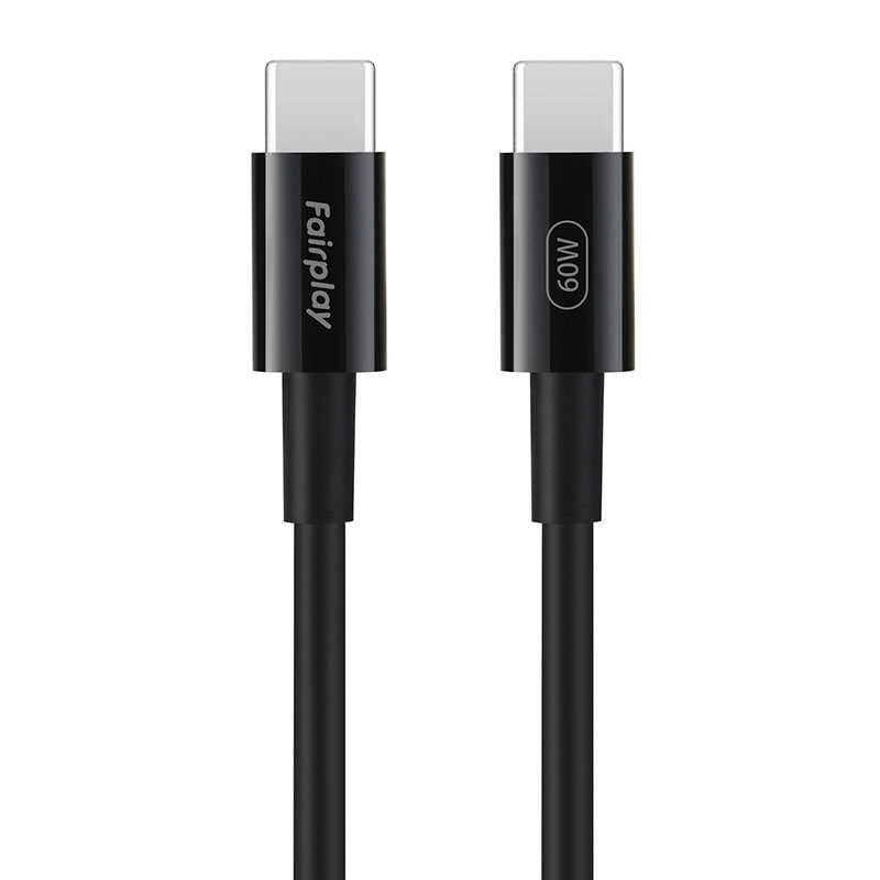 Câble de charge rapide Noir USB-C à USB-C 60W 1m photo 1