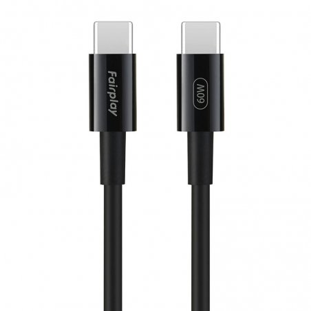 Câble de charge rapide Noir USB-C à USB-C 60W 2m photo 1