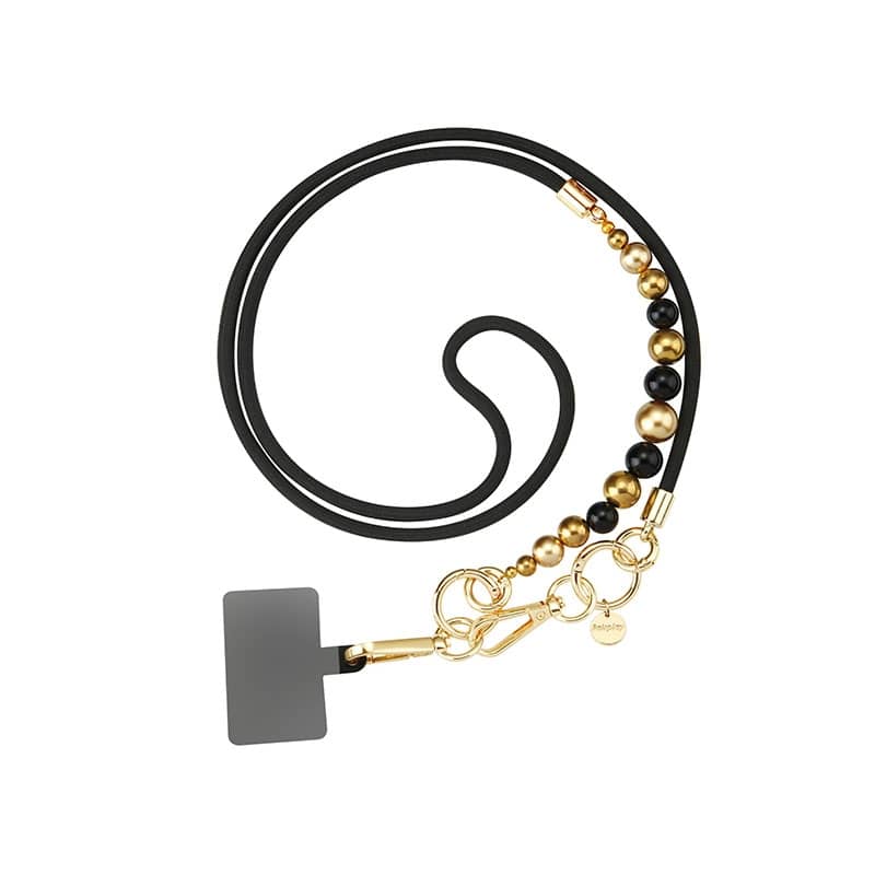 Tour de cou en cordon noir et perles - Longueur 120cm photo 1