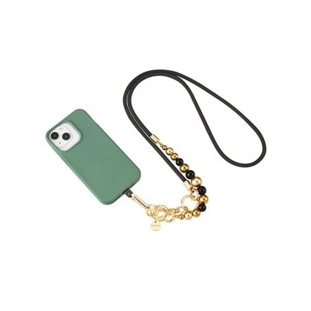 Tour de cou en cordon noir et perles - Longueur 120cm photo 2