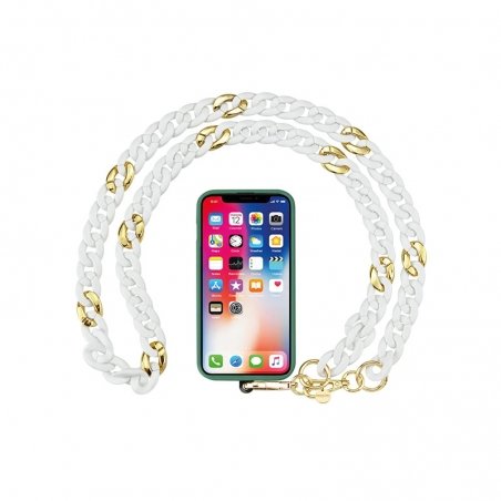 Tour de cou chaîne blanche et dorée - Longueur 120cm photo 2