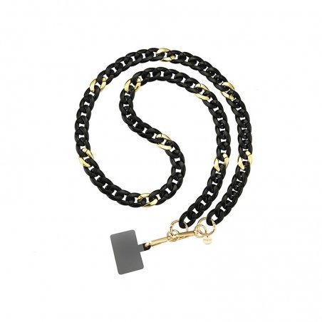 Tour de cou chaîne noire et dorée - Longueur 120cm photo 1