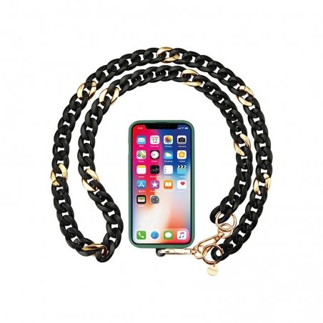 Tour de cou chaîne noire et dorée - Longueur 120cm photo 2