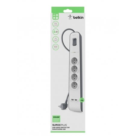 Multiprise BELKIN 4 prises avec 2 USB, protection contre les surtensions photo 3