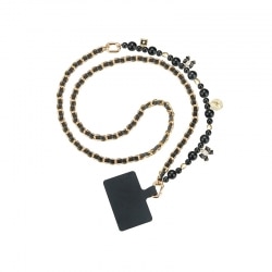 Tour de cou chaîne et perles Noir et Or longueur 120 cm photo 1