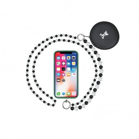 Tour de cou perles noires et blanches longueur 120 cm photo 2