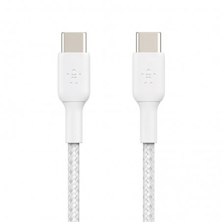 Câble tressé BELKIN USB-C vers USB-C 2 mètres blanc photo 1