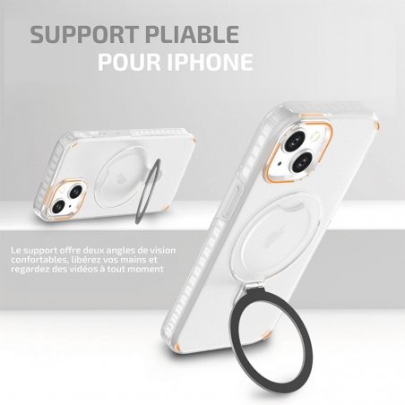 Housse Bleue pour iPhone 13/14 avec anneau métal rotatif photo 4