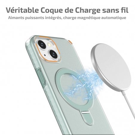 Housse Rose pour iPhone 16 Plus avec anneau métal rotatif photo 2