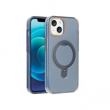 Housse Bleue pour iPhone 16 Pro Max avec anneau métal rotatif photo 1