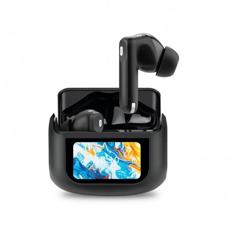 Ecouteurs TWS ANC avec écran sur boitier de recharge Noir photo 1