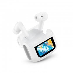 Ecouteurs TWS ANC avec écran sur boitier de recharge Blanc photo 4