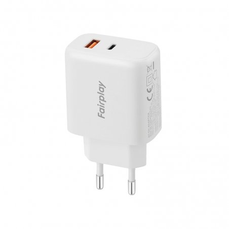 Chargeur 45 Watt USB-A et USB-C Blanc photo 1