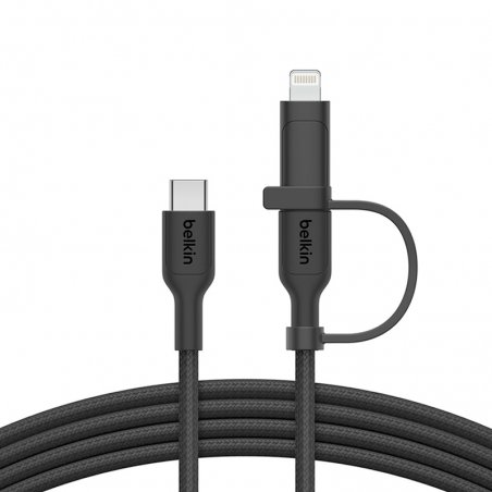 Câble noir 2-en-1 Belkin USB-C vers USB-C et Lightning photo 1