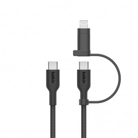 Câble noir 2-en-1 Belkin USB-C vers USB-C et Lightning photo 2