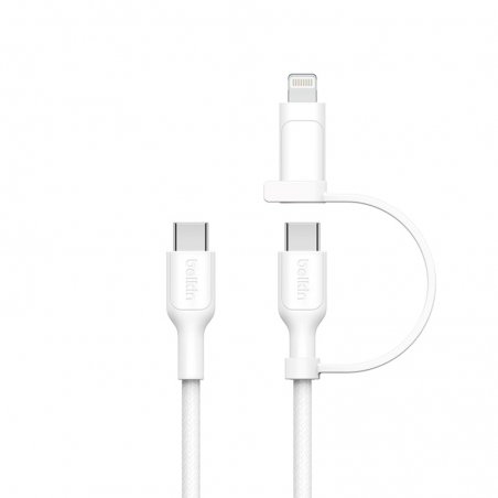 Câble blanc 2-en-1 Belkin USB-C vers USB-C et Lightning photo 2
