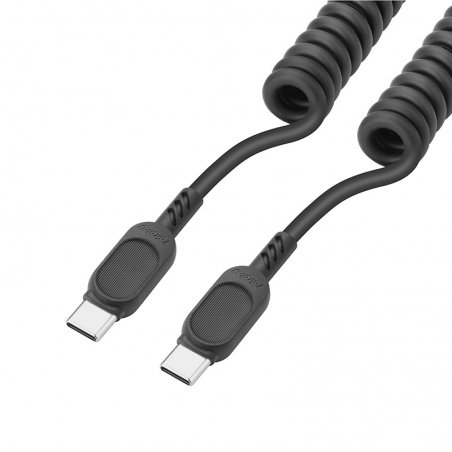 Câble USB-C vers USB-C avec cordon spirale noir photo 2