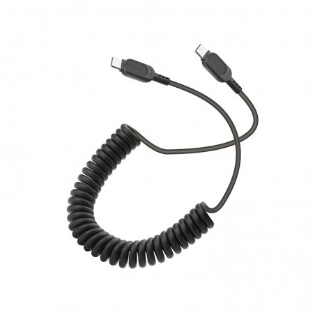 Câble USB-C vers USB-C avec cordon spirale noir photo 3