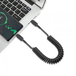 Câble USB-C vers USB-C avec cordon spirale noir photo 4