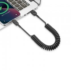 Câble USB-A vers Lightning avec cordon spirale noir photo 3