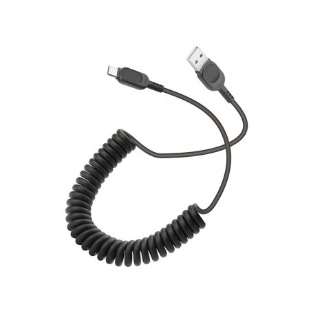 Câble USB-A vers USB-C avec cordon spirale noir photo 4
