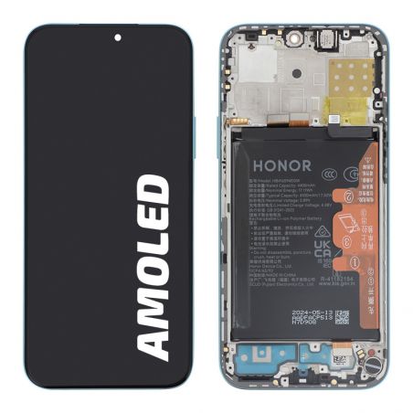 Bloc écran complet avec châssis et batterie pour Honor 200 Lite et Honor X8b -Bleu