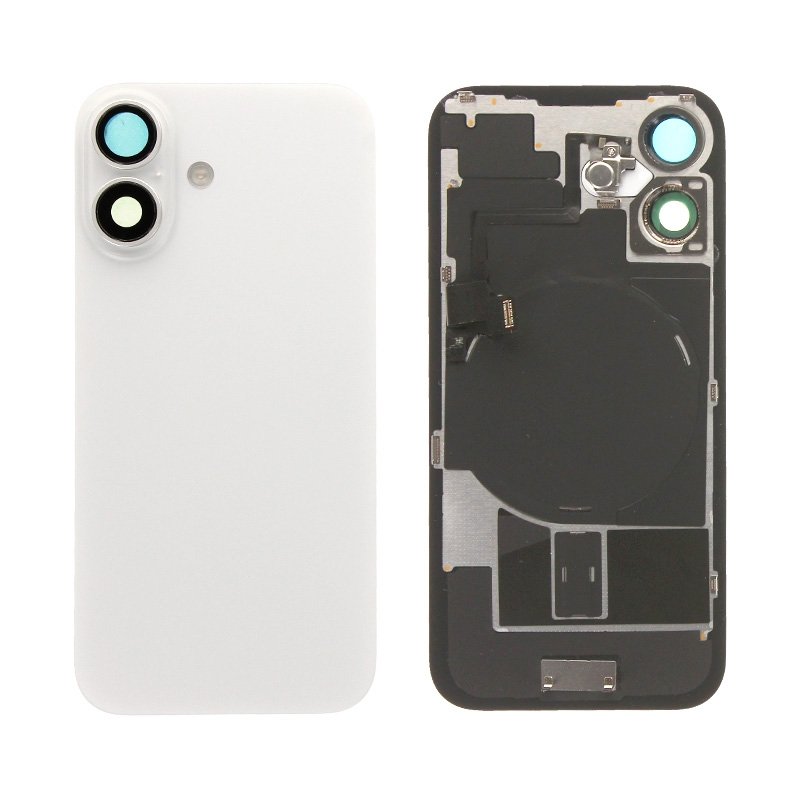 Verre Arrière De Rechange Pour IPhone 16 Plus (6,7 Pouces) - Blanc, Ruban Adhésif Pré-installé - Kit De Réparation Avec Outils