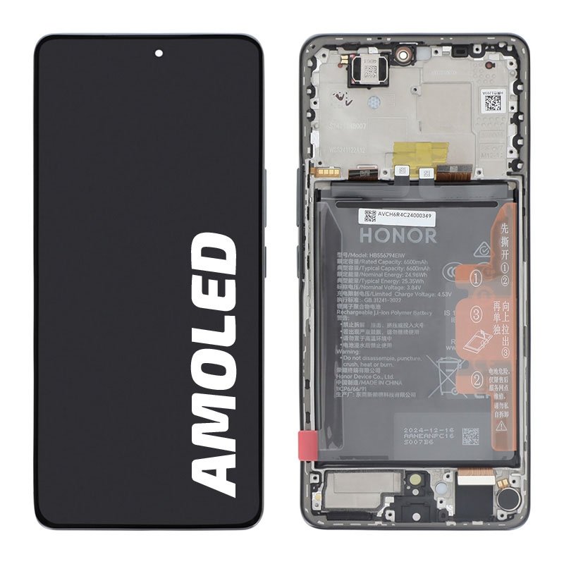 Bloc écran avec batterie d\'origine Honor pour Magic 7 Lite Titanium Black photo 1