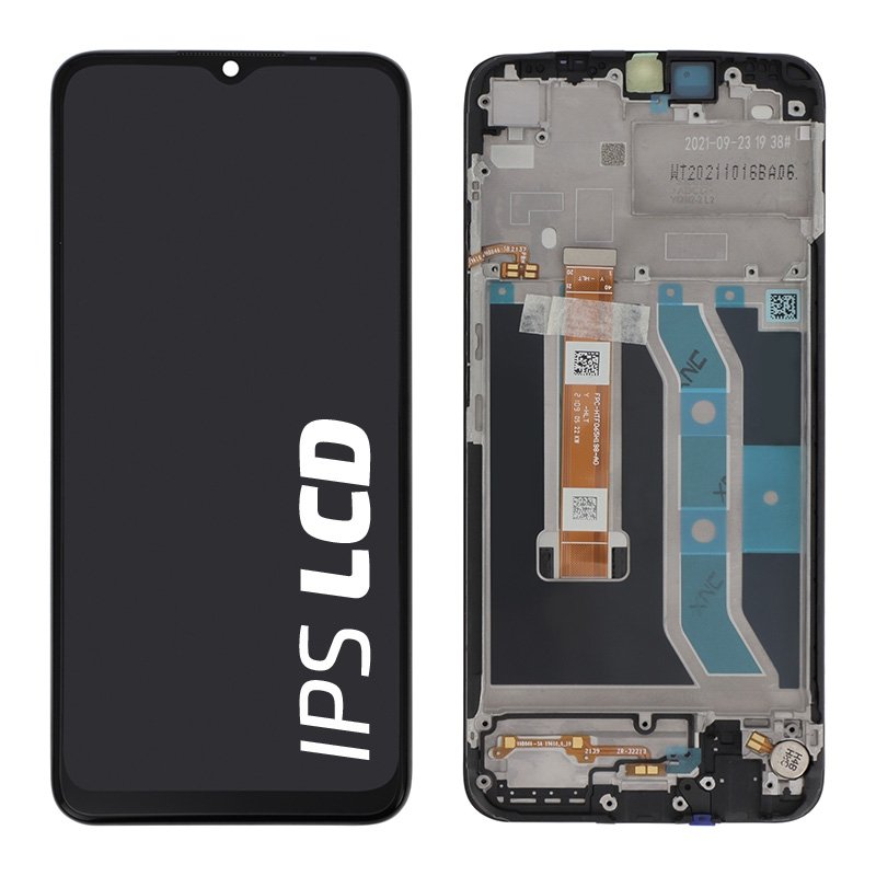 Bloc écran d\'origine prémonté sur châssis pour Realme C25Y Noir - photo 1