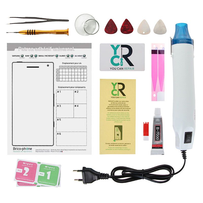 Kit de réparation avec décapeur thermique et les outils du Kit n°3