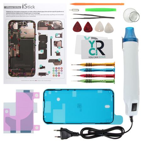 Kit de réparation avec décapeur thermique pour iPhone 14 Pro