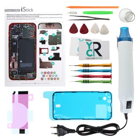 Kit de réparation avec décapeur thermique pour iPhone 13 mini