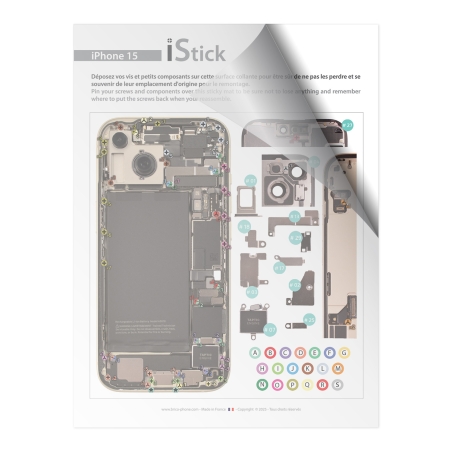 Patron adhésif d'aide au montage pas à pas pour iPhone 15 photo 1