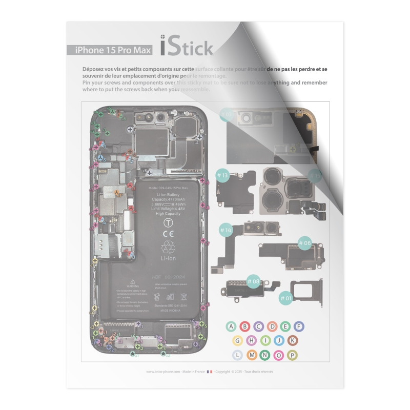 Patron adhésif d'aide au montage pas à pas pour iPhone 15 Pro Max photo 1